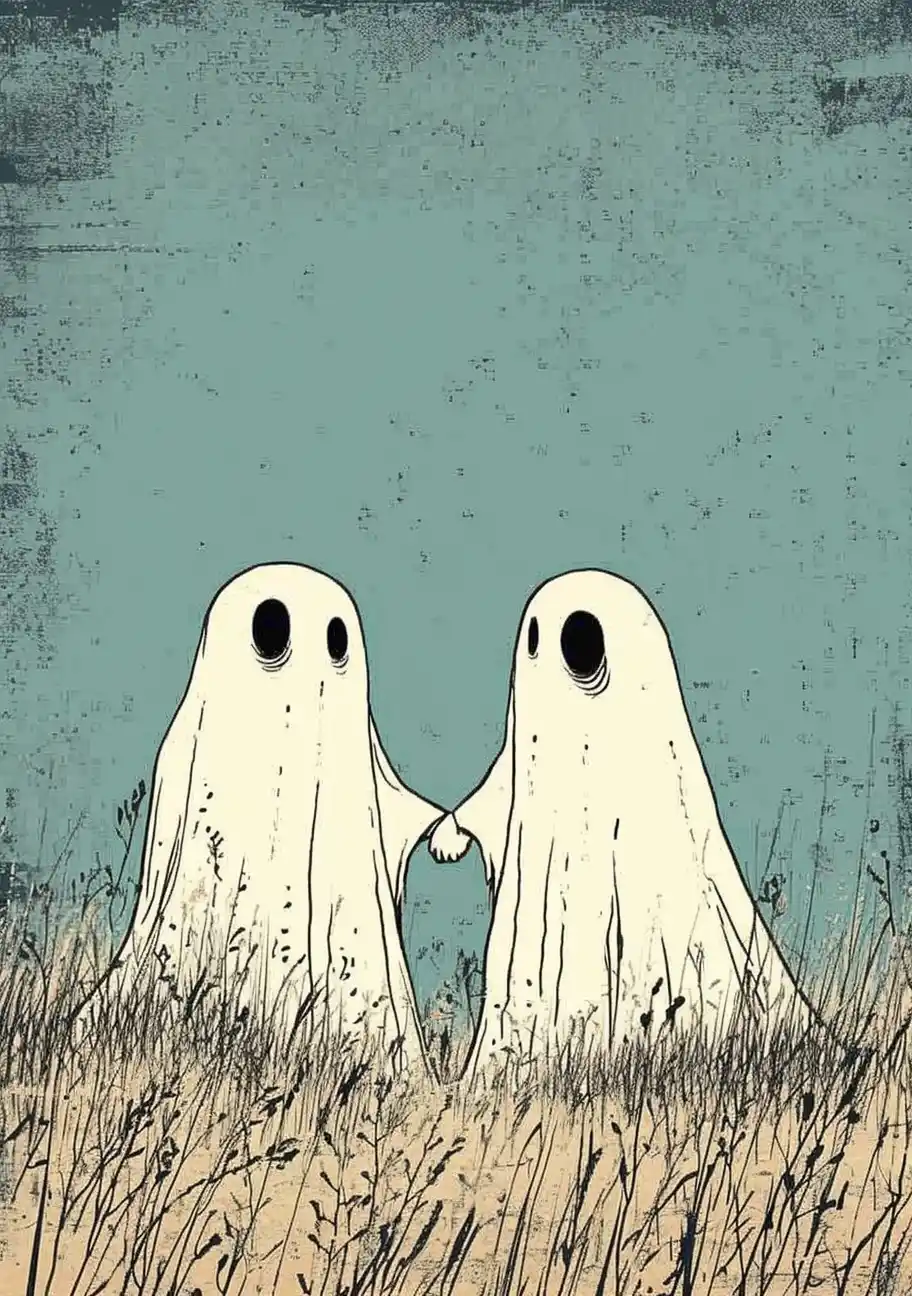 Cute Ghosts in Comic Style