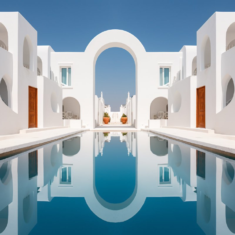 Bright Symmetrical Mykonos Greece Landscape Photo