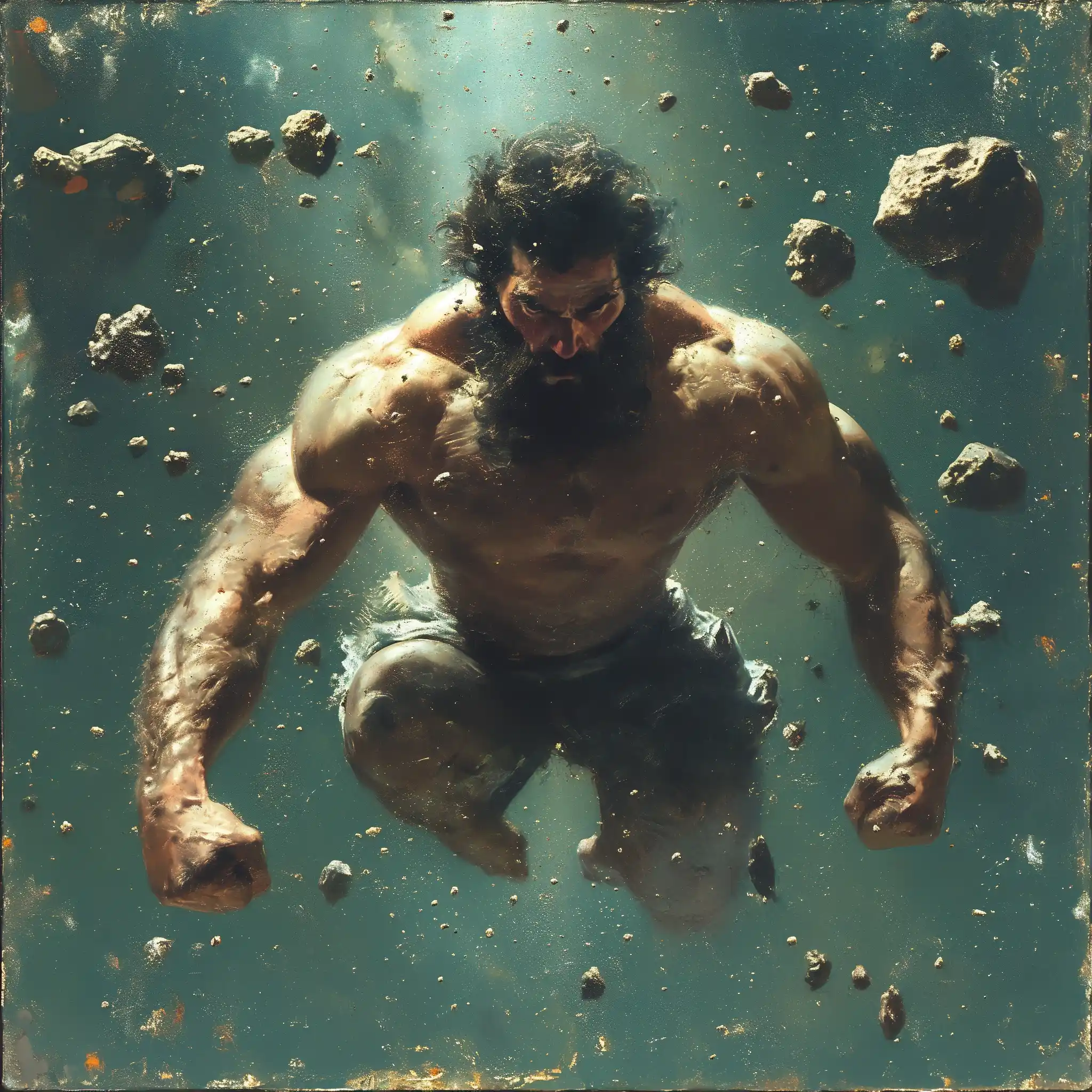 Cosmic Man Amidst Meteor Belt