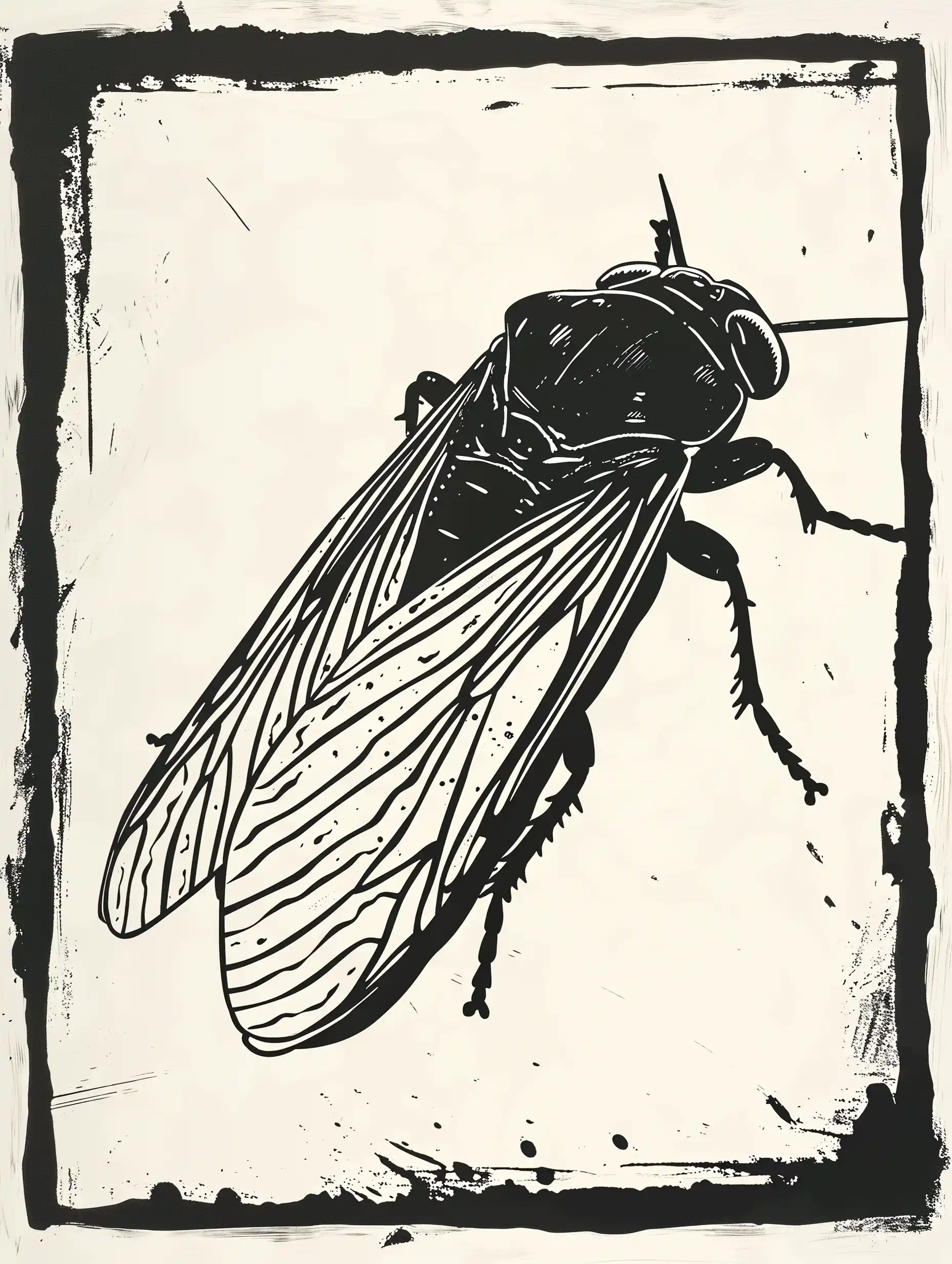 Egyptian Linocut Cicada