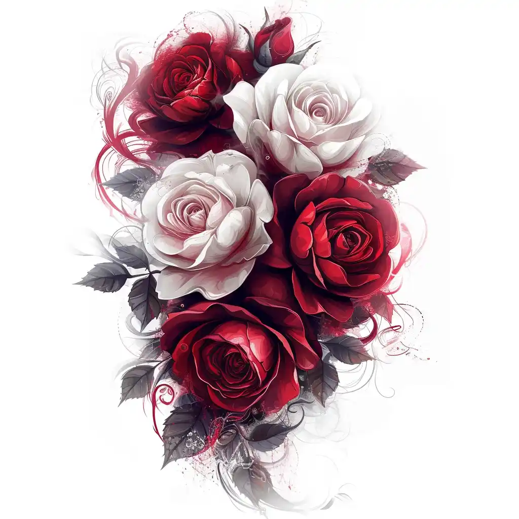 Burgundy Rose Tattoo
