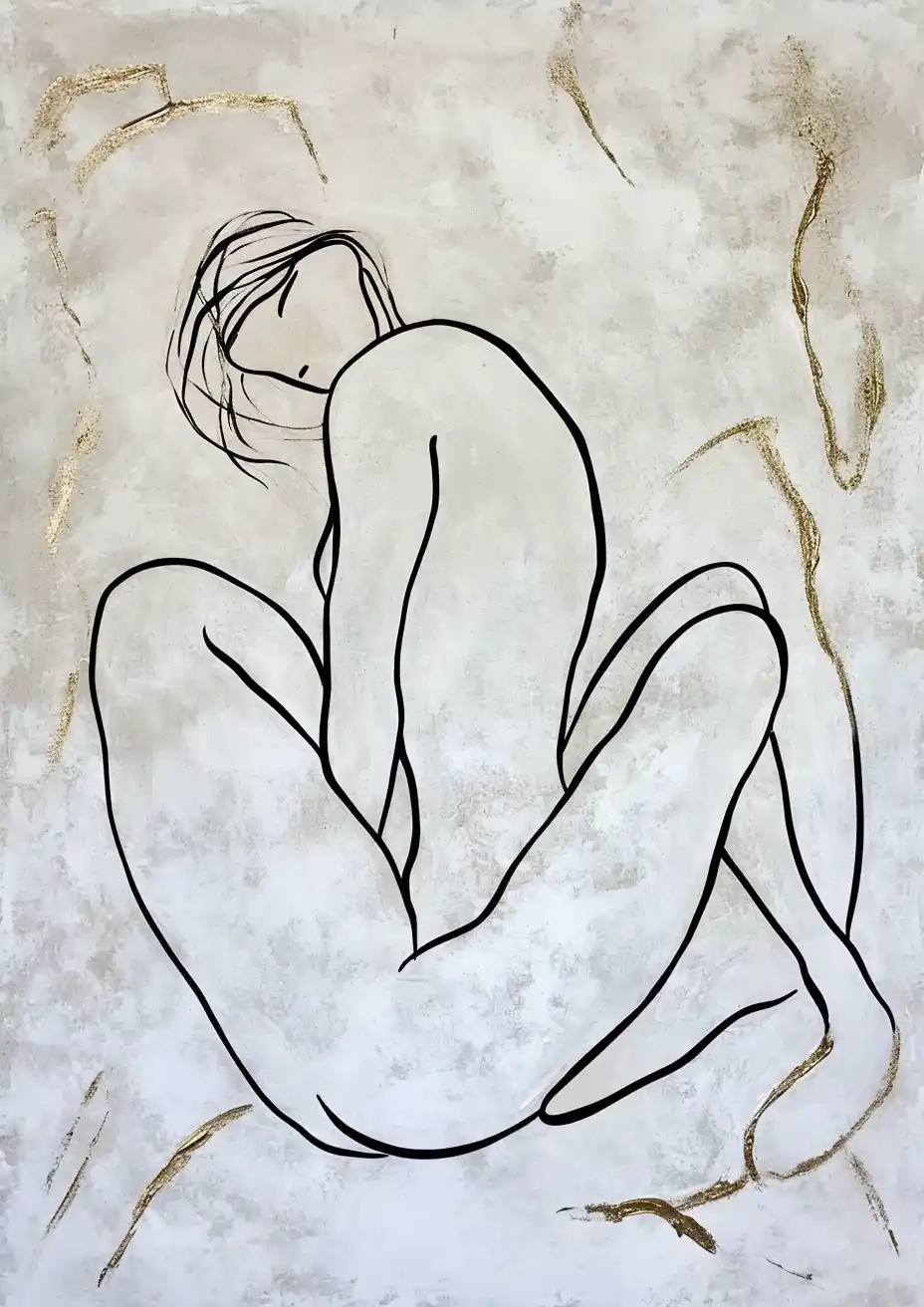 Sensual Woman in Smaragd and Pearl Modern Abstract