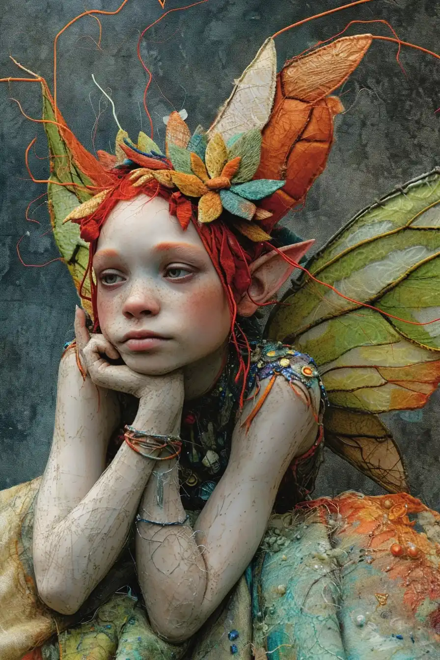 Colorful Fairy Elf in Mixed Media