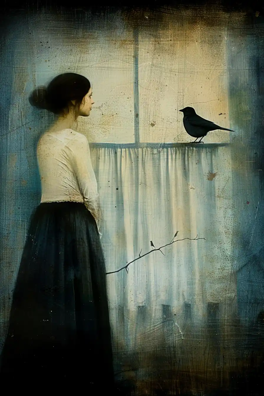 Minimalist Woman and Bird