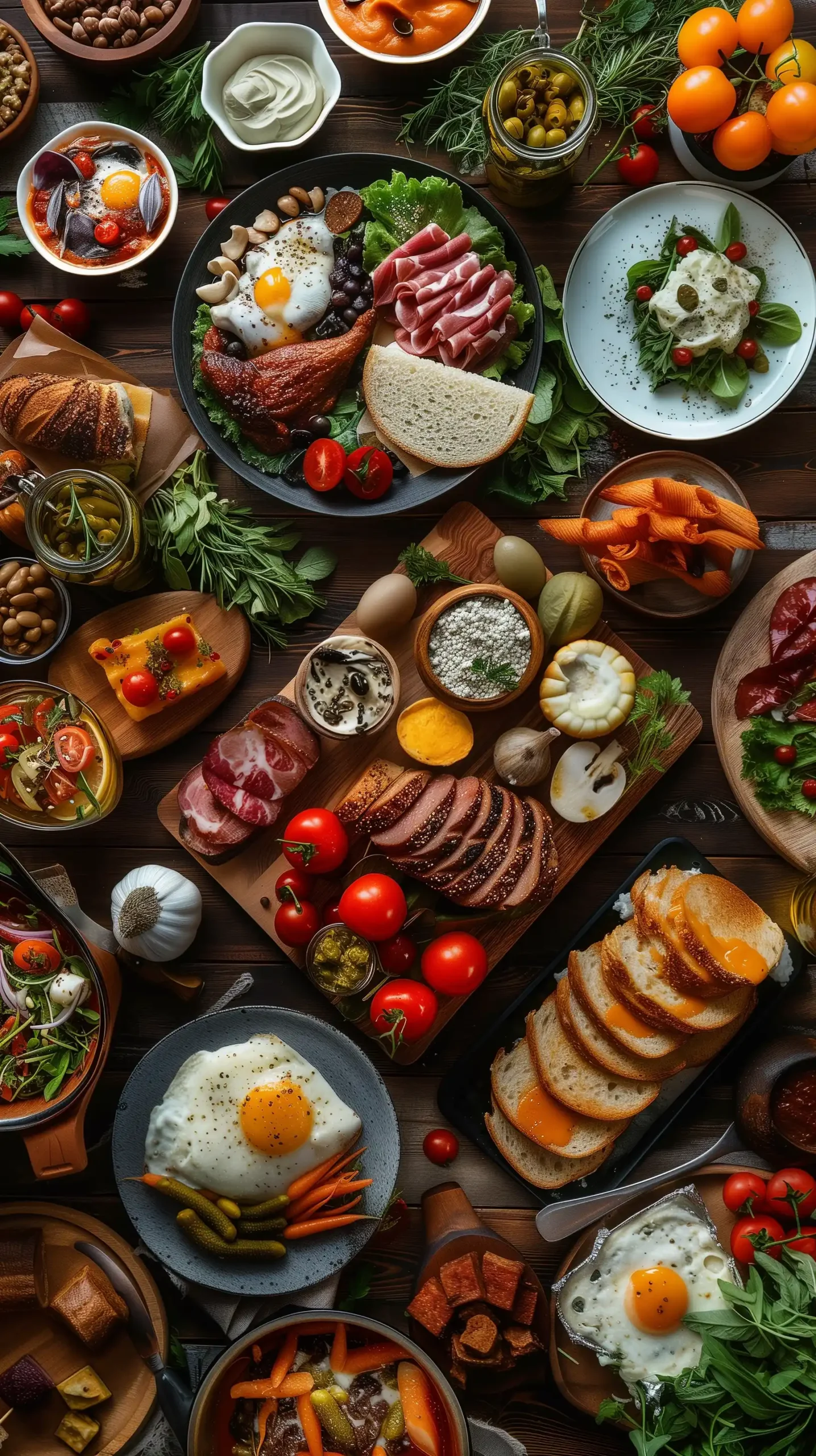 Food Variety Table Aerial