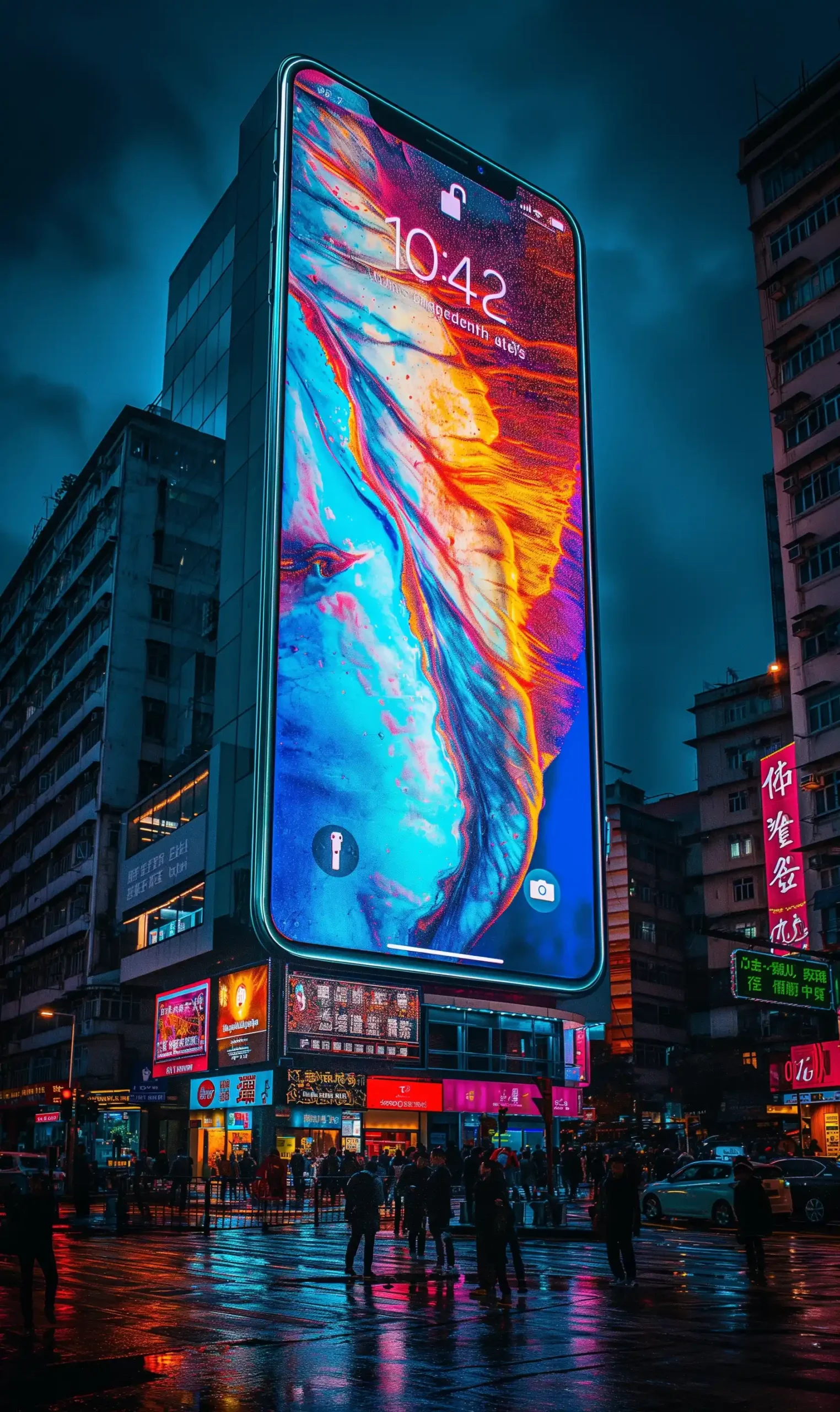Giant Smartphone Cityscape Advertisement