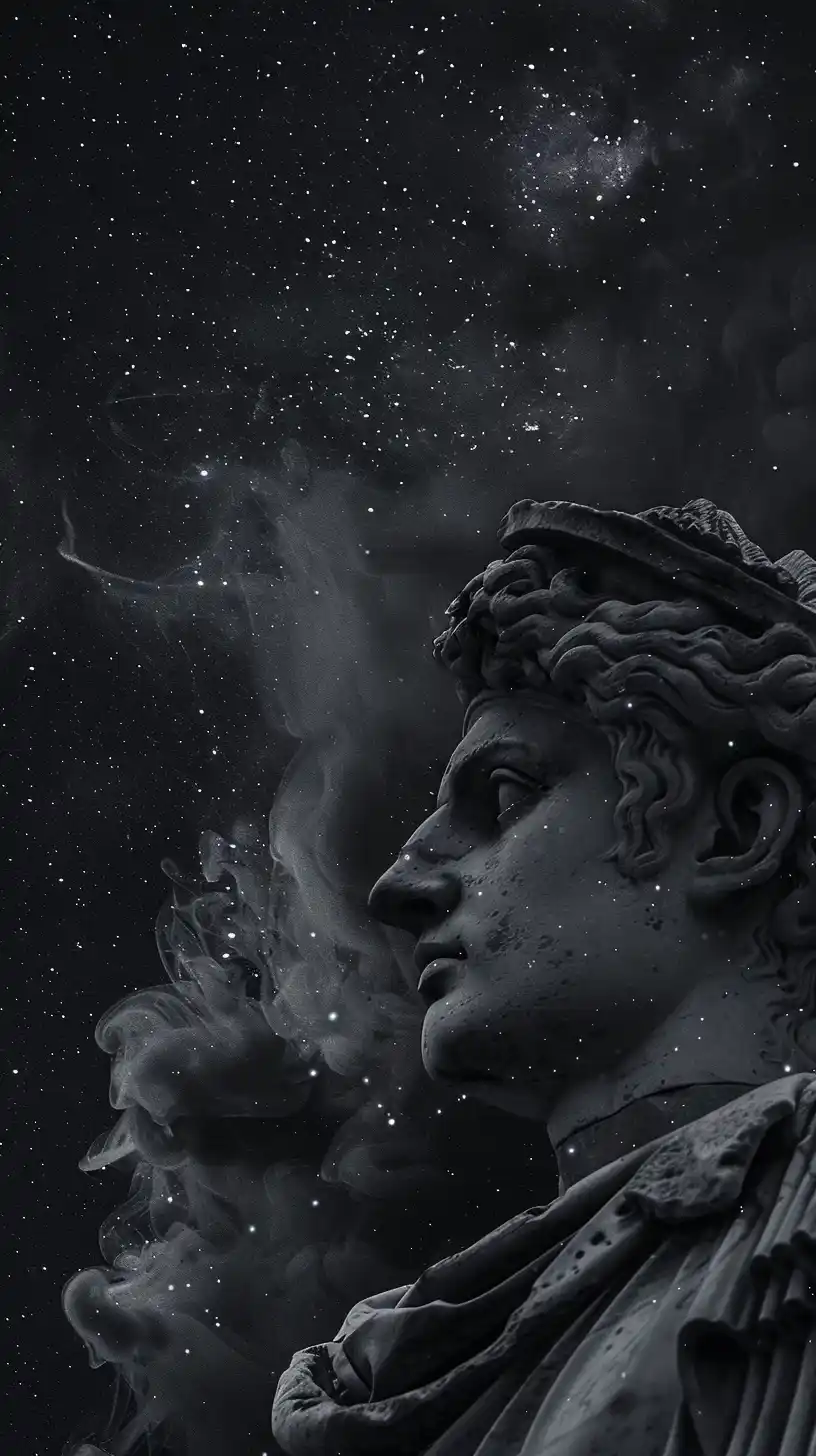 Stoic Statue Night Sky