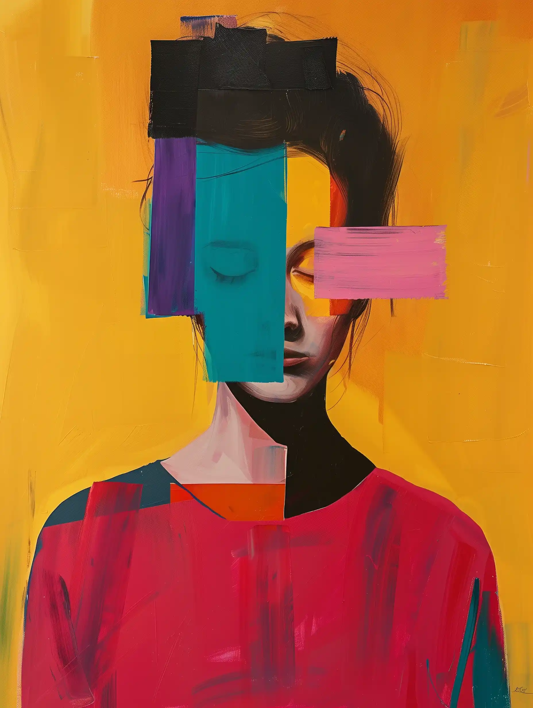 Bold Colorblock Eclectic Oil