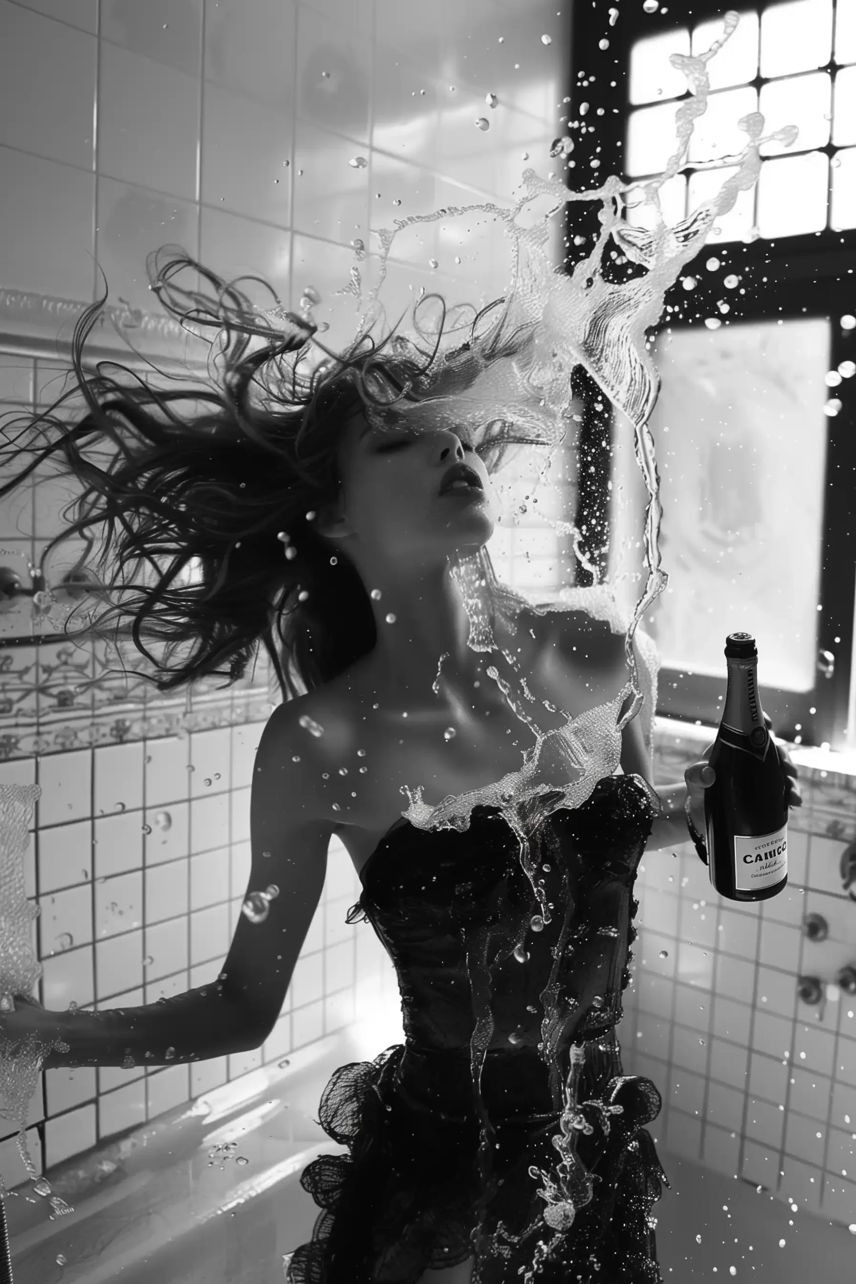 Chanel Model Discards Champagne