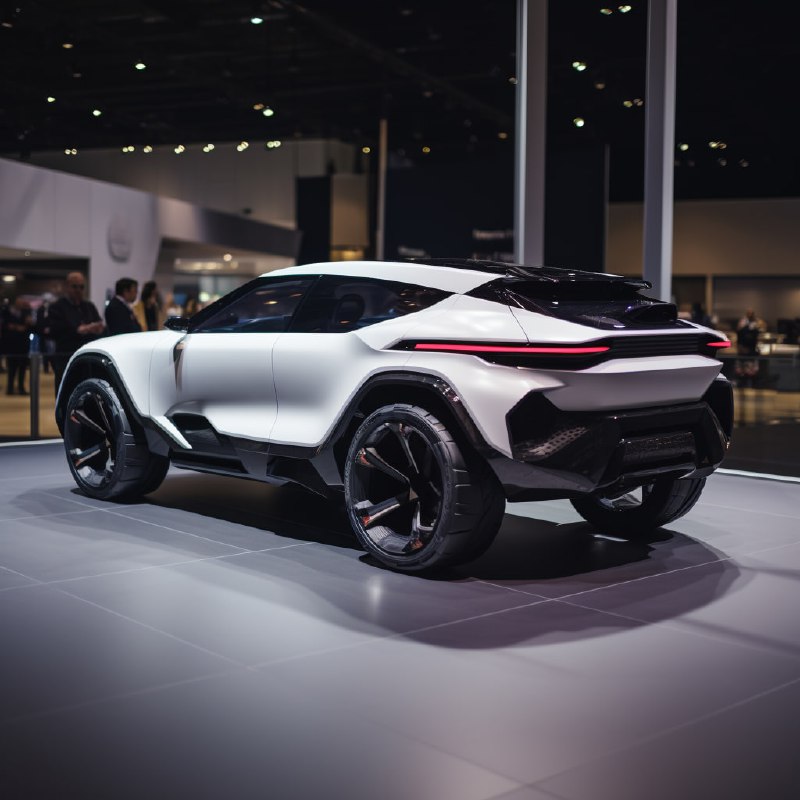 Futuristic 2050 Concept Sport SUV on White Plinth