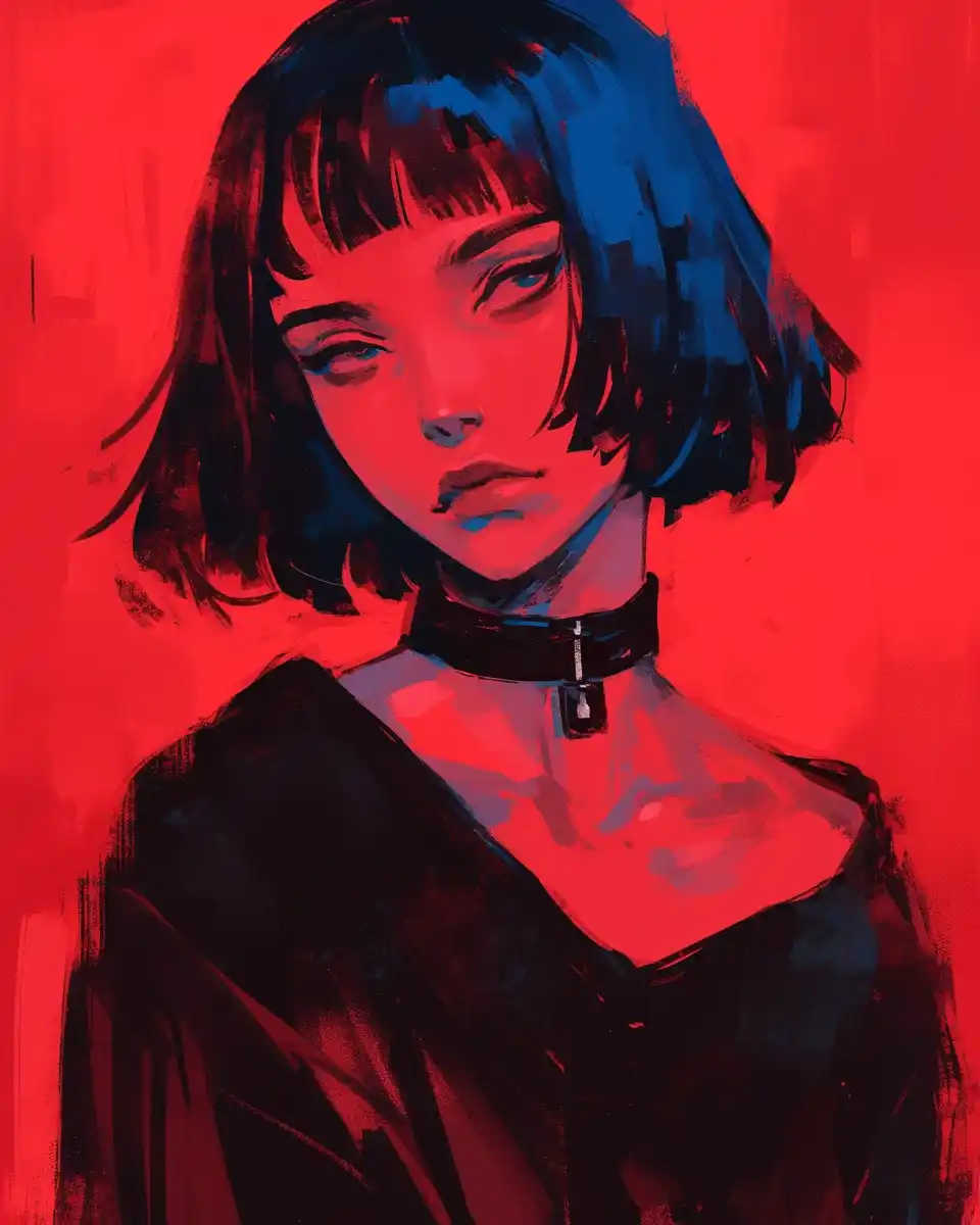 Dark Anime Lovecraftian Cyberpunk Woman
