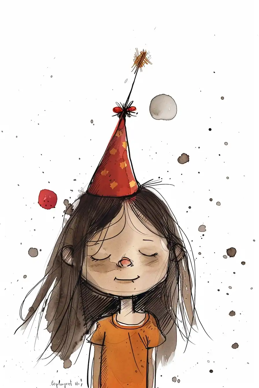 Rough Cartoon Birthday Girl