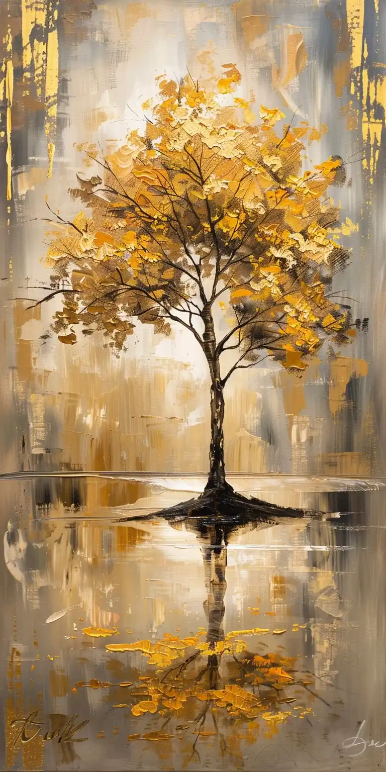 Golden Tree Reflections