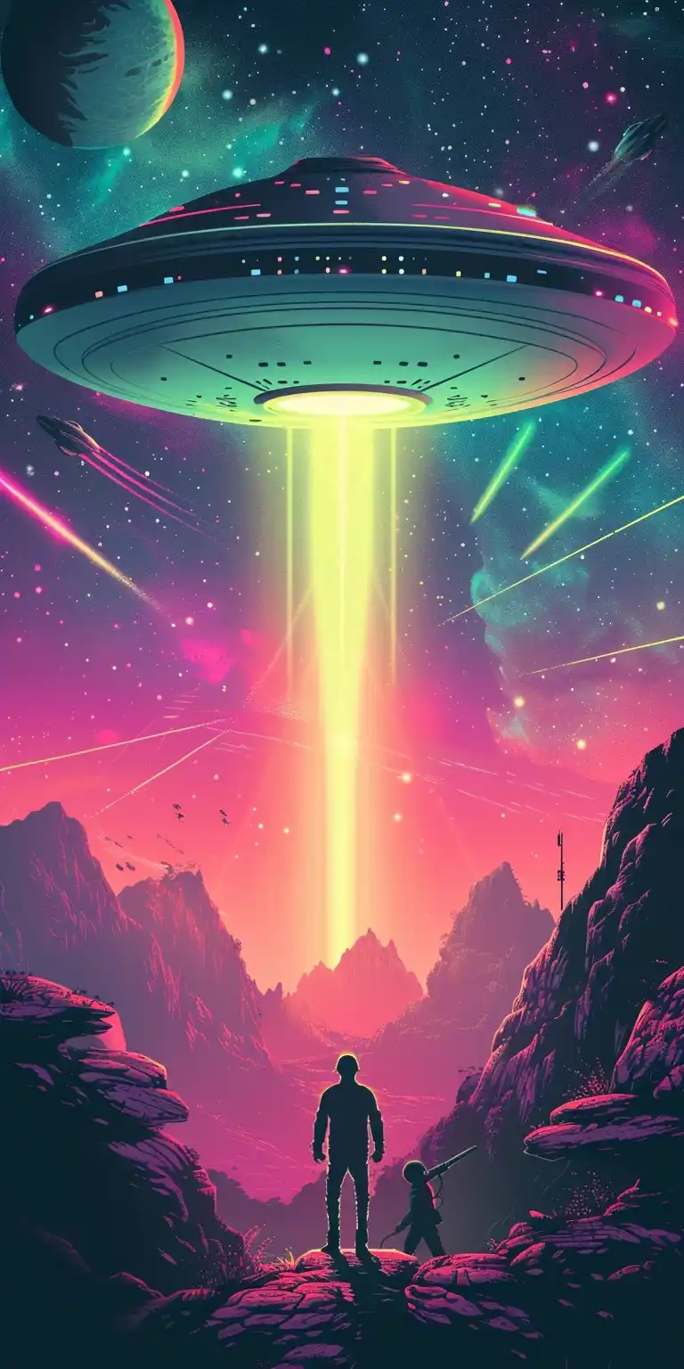 Retro UFO Invasion Poster