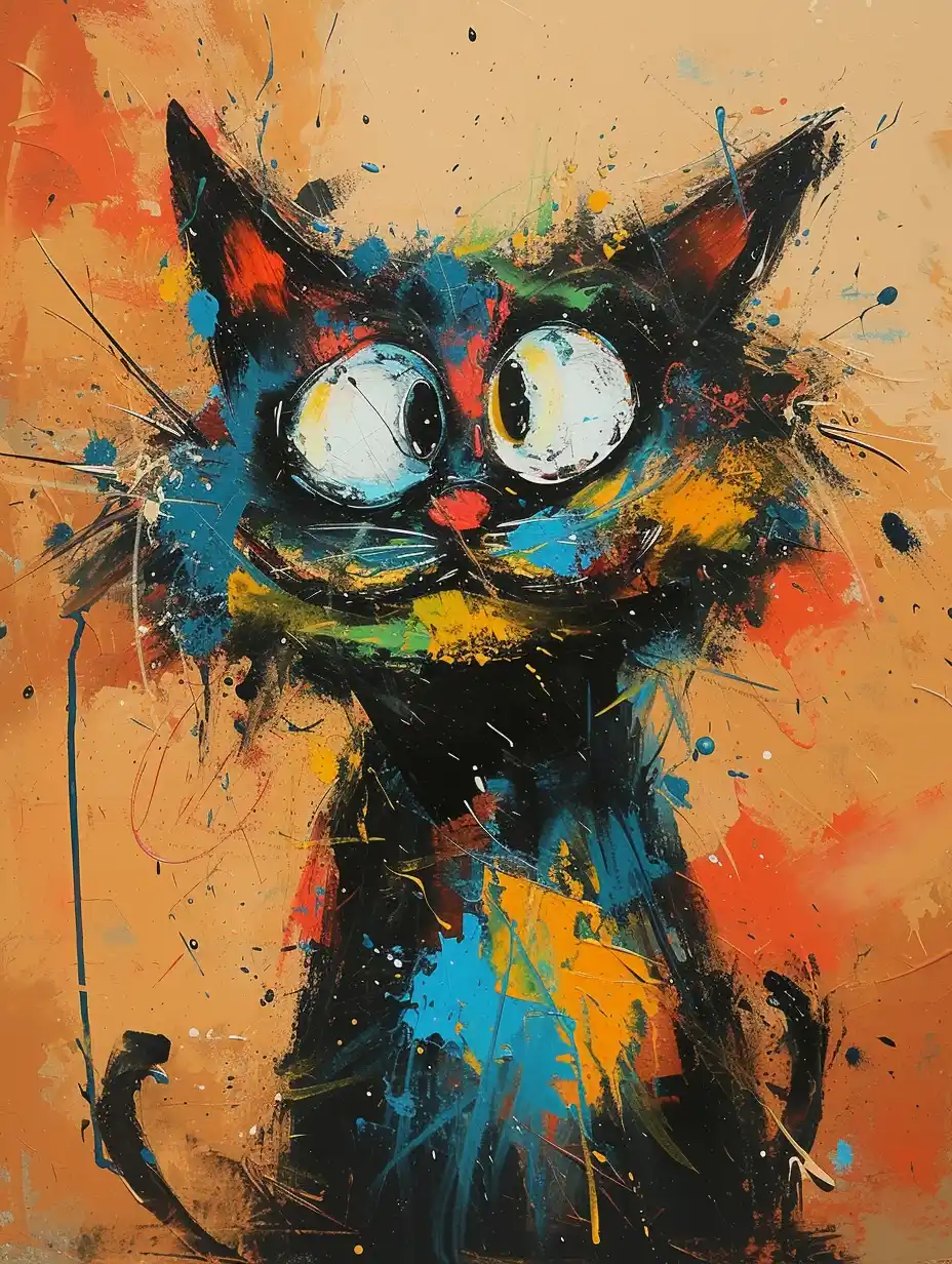 Colorful Cat with Painted Face
