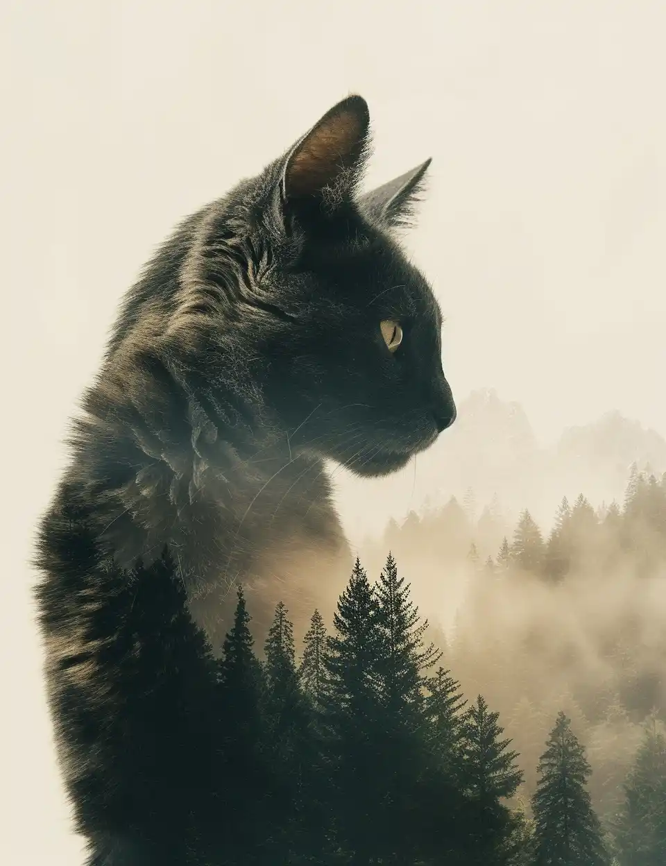 Double Exposure Cat Forest
