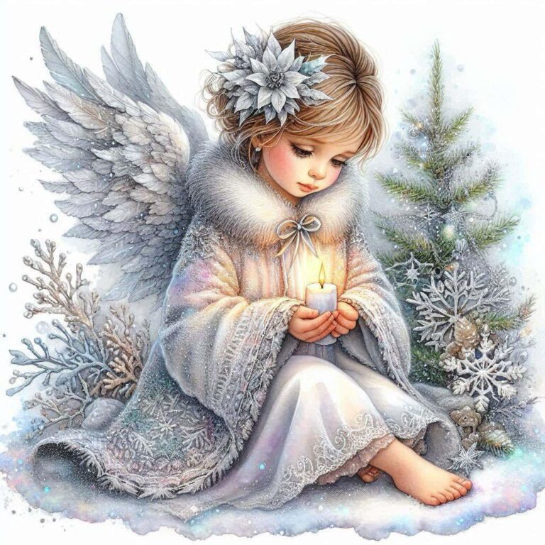 Christmas Angel White Silver Cloak