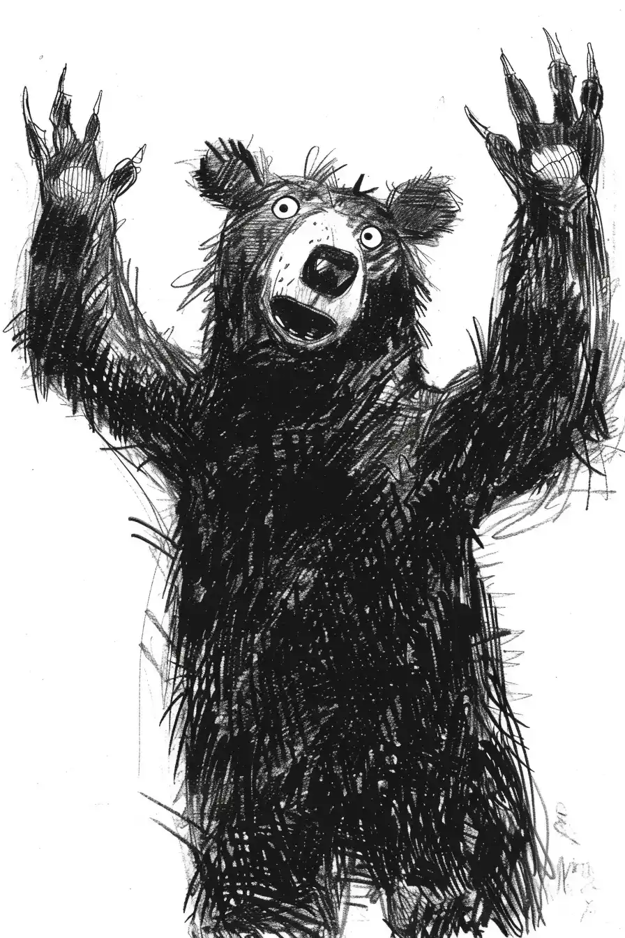 Scribbled Bear on White