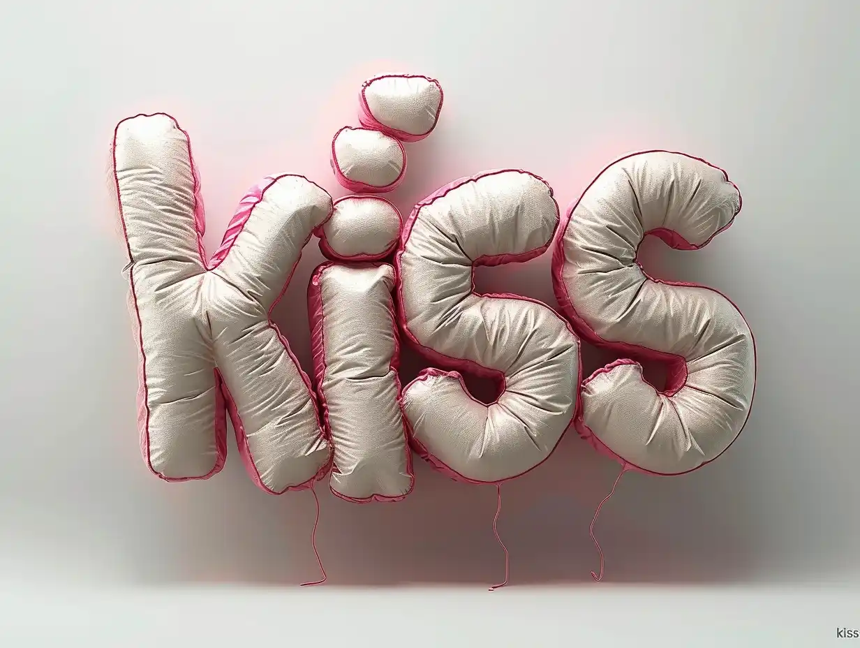 Inflated Fabric Kiss Text