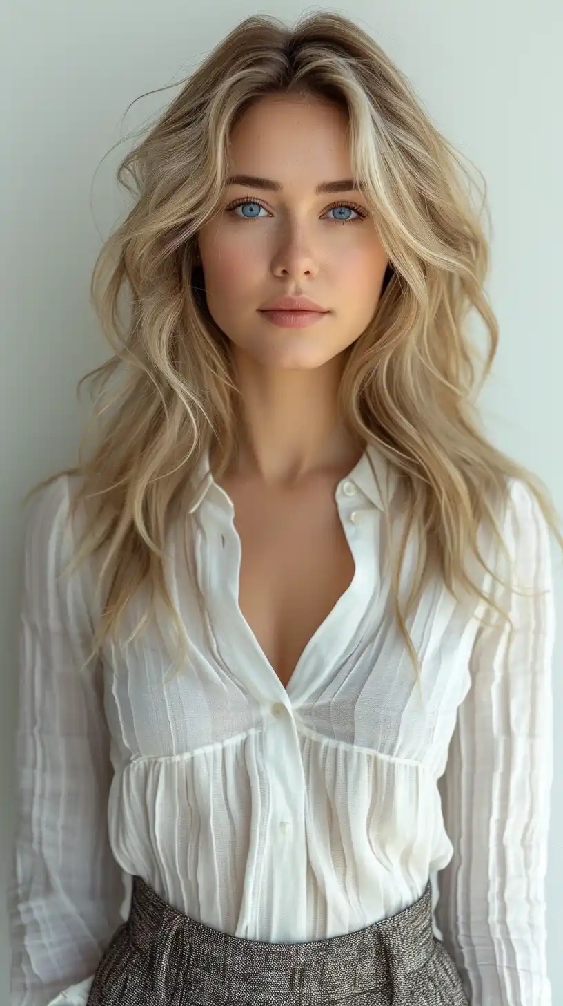 Photorealistic Blonde Model Portrait