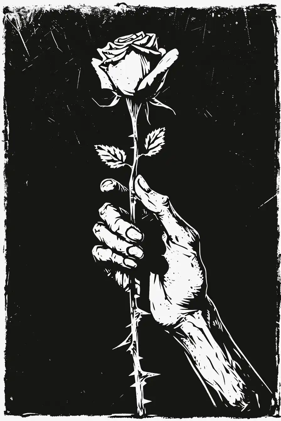 Decayed Hand Linocut
