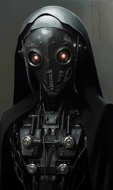 Victorian Clockpunk Robot Portrait in Dark Muted Tones