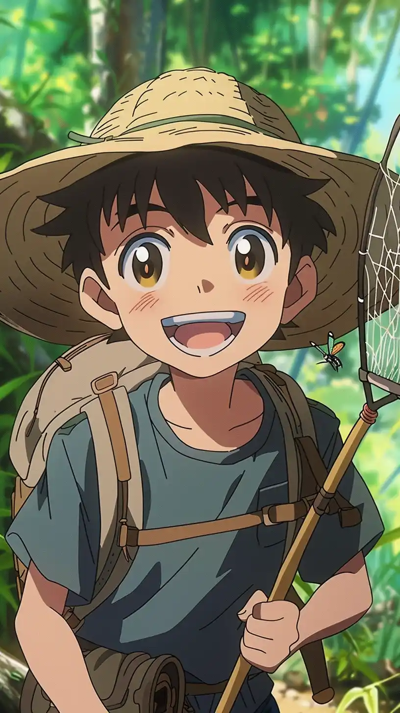 Anime Boy with Butterfly Net