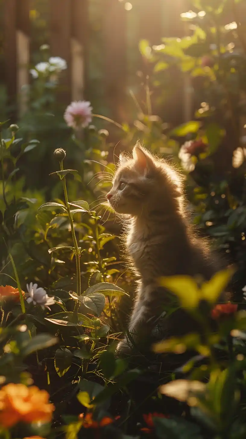 Realistic Kitten in Spring
