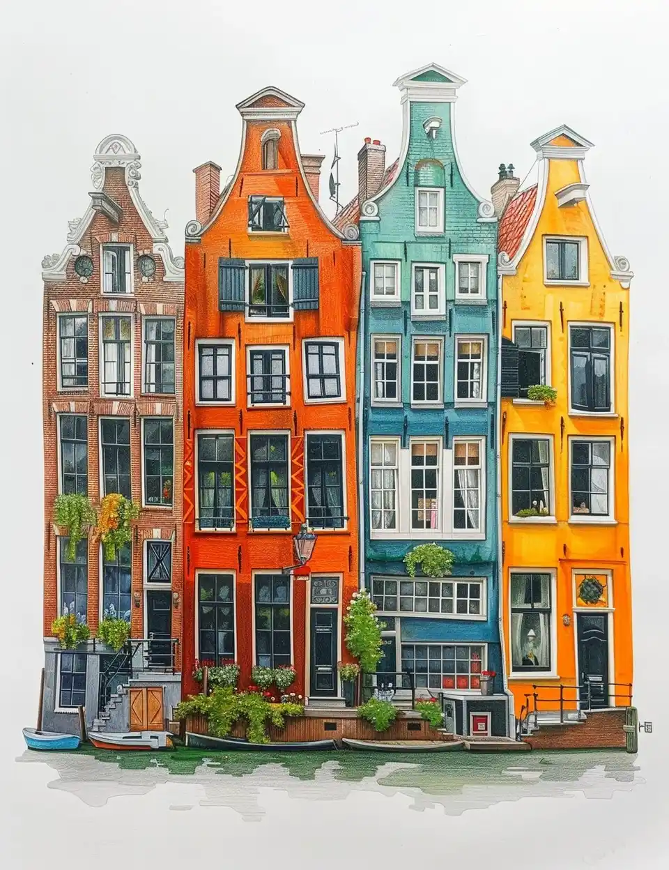 Dutch Houses in Colored Pencil