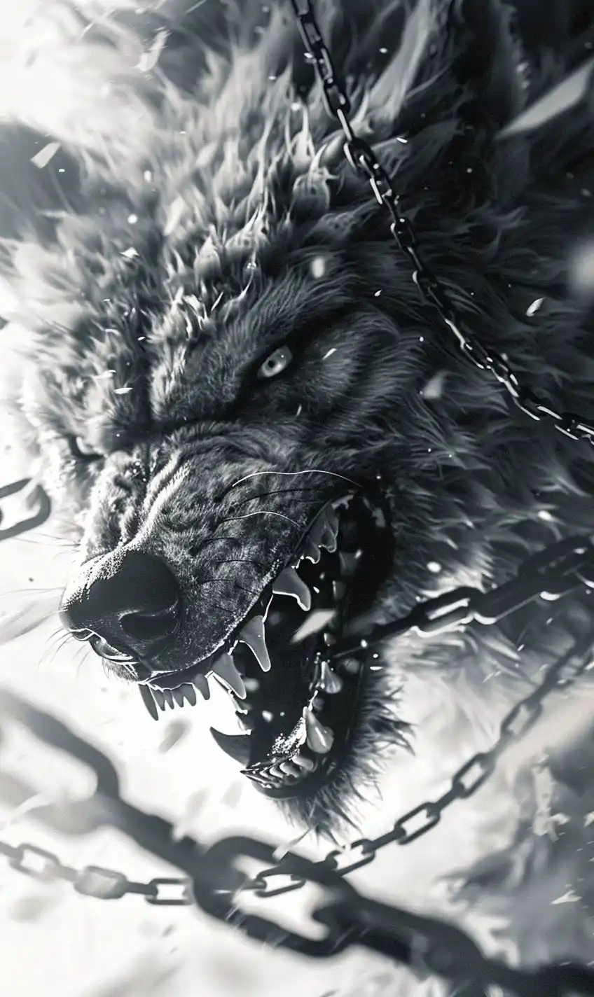 Frostcore Fenrir Monochrome Closeup