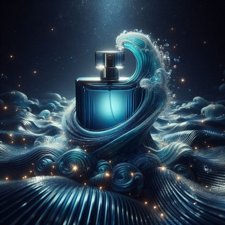 Stunning Blue Wave Perfume Photography