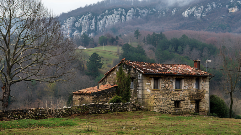 Caldera-Style House Landscape in Gustave Courbet Manner