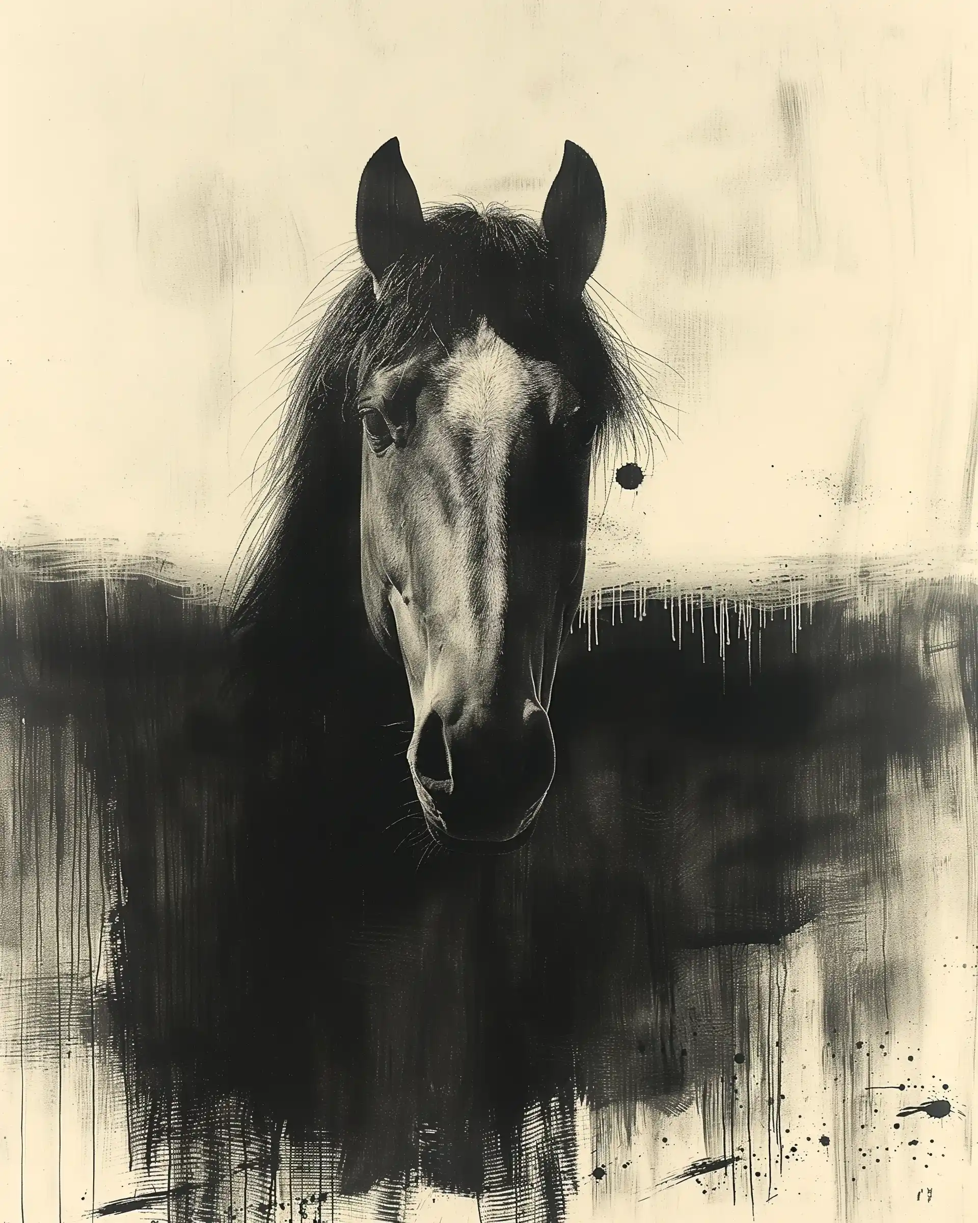 Watercolor Horse on Leaf