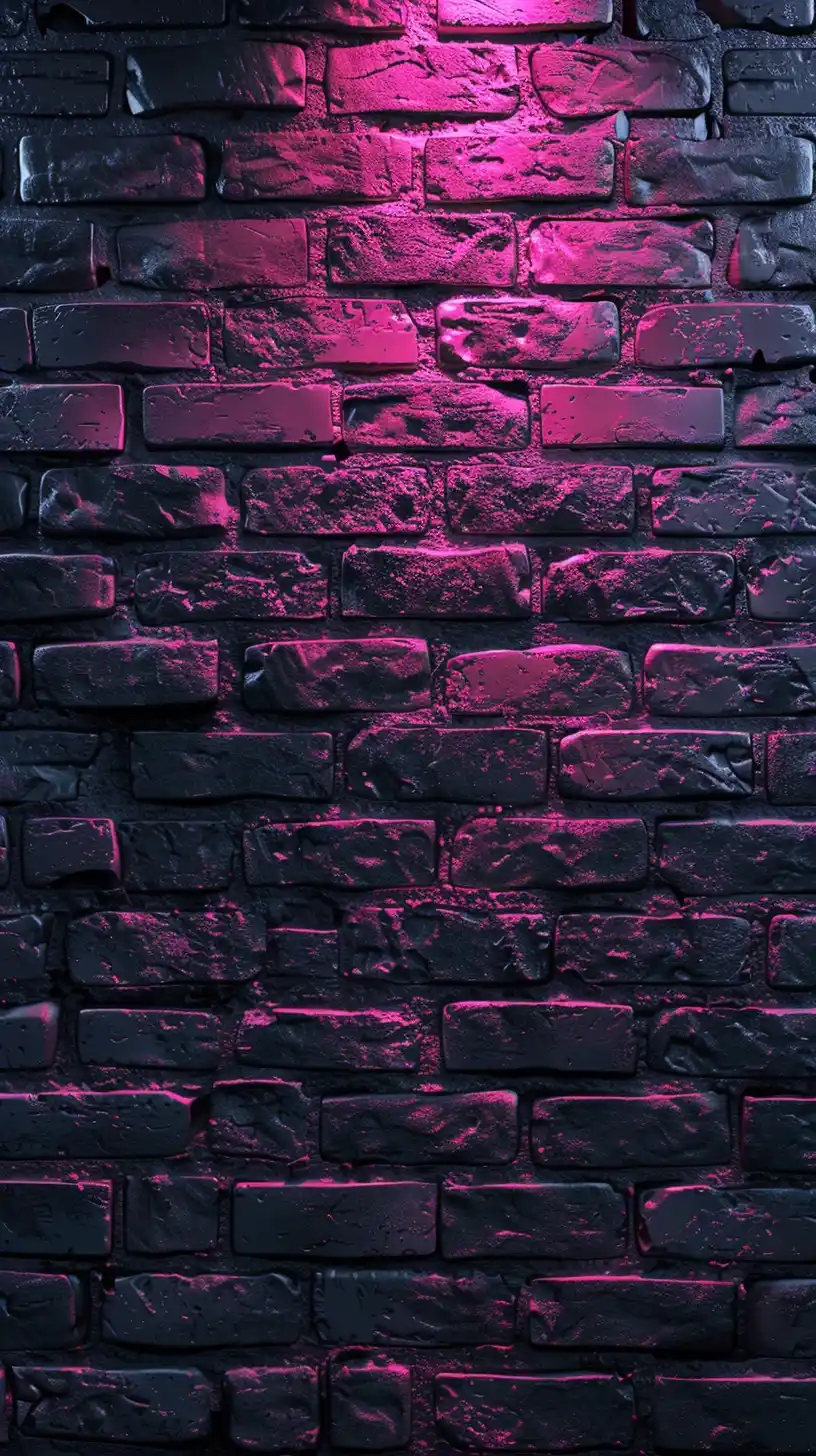 Brick Wall Panorama in Black Pink 3D