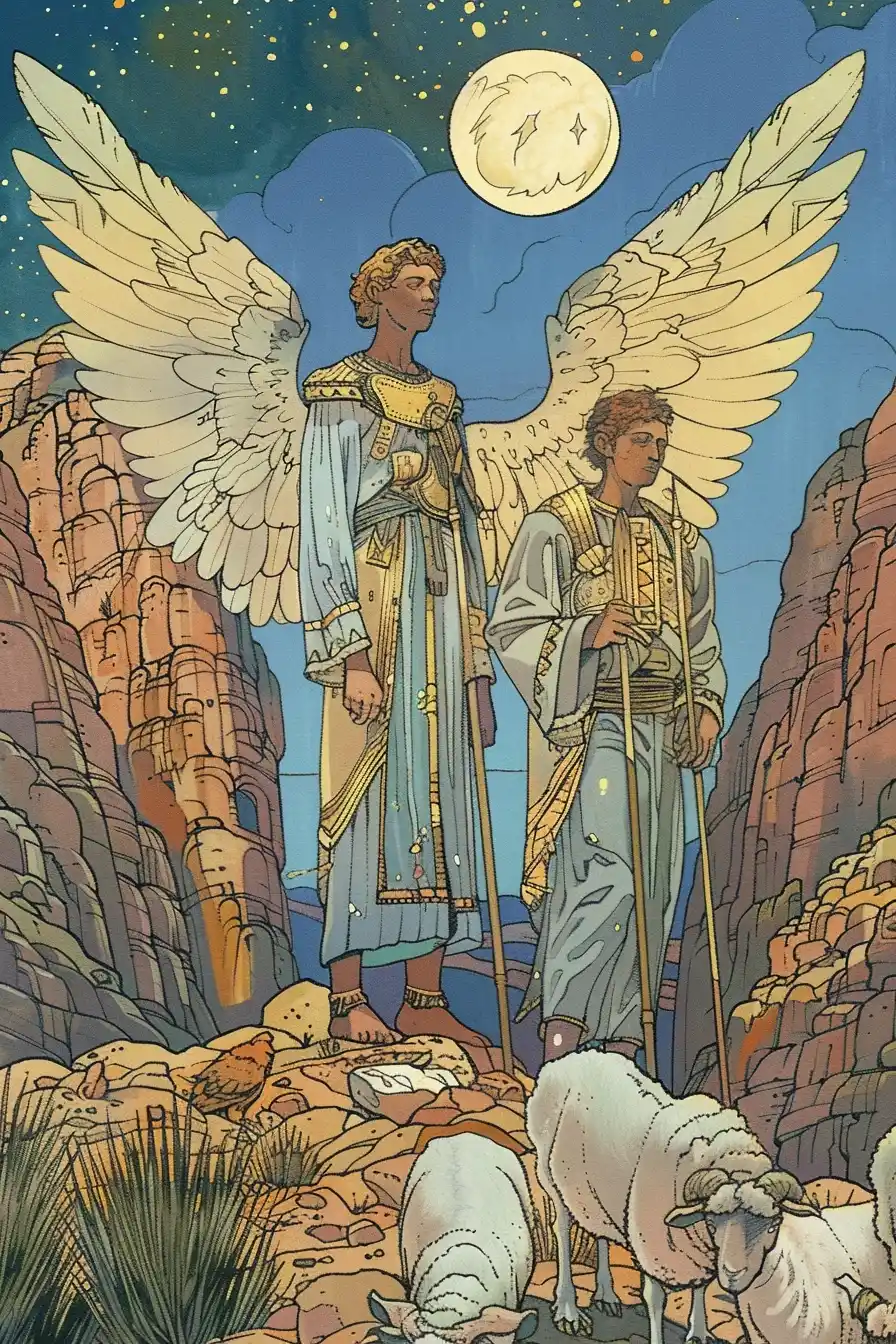 Medieval Angelic Shepherds Landscape
