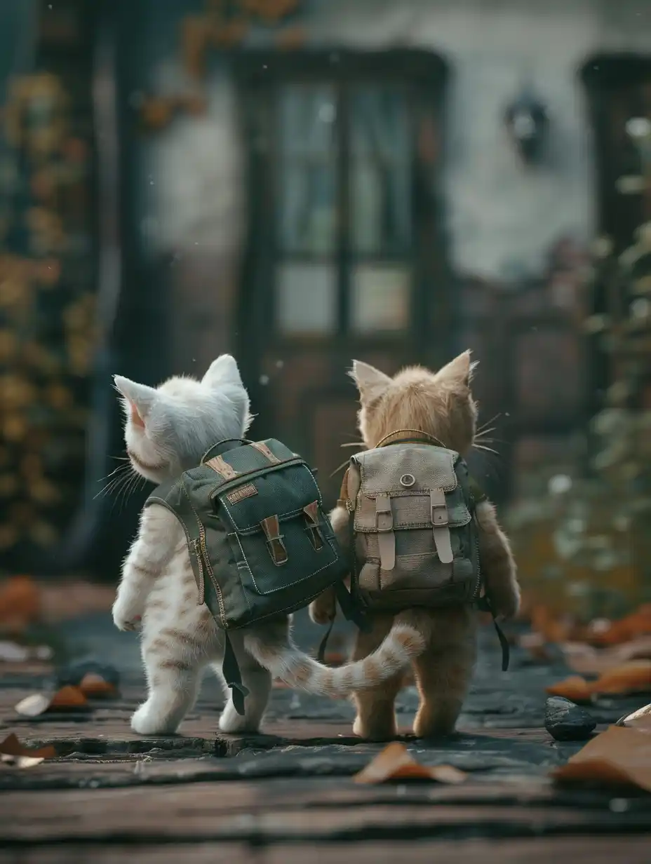 Studyblr Kittens with Backpacks