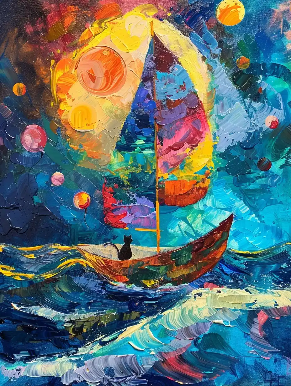Colorful Balloon Cat Voyage