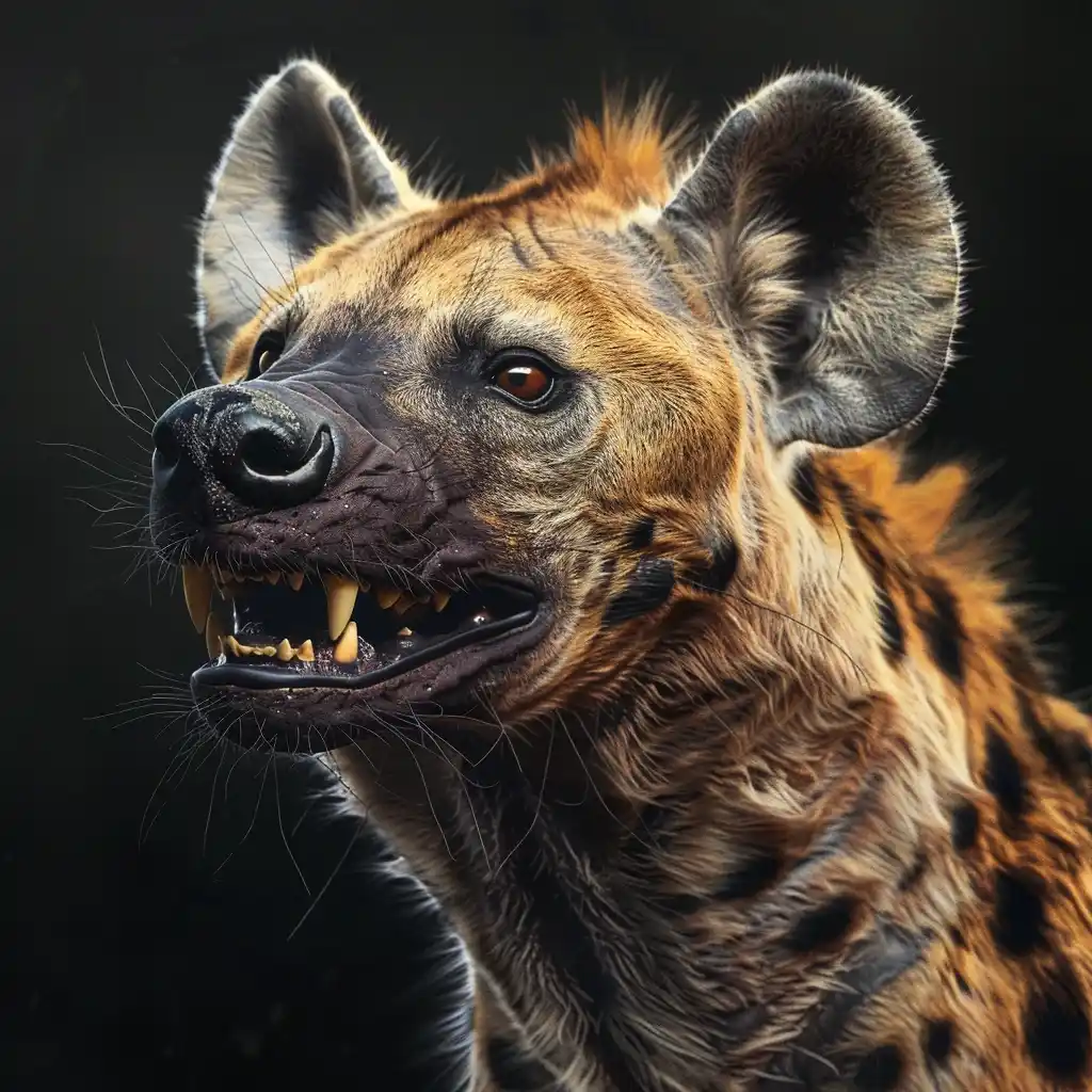 Hyperrealistic Hyena on Solid Background