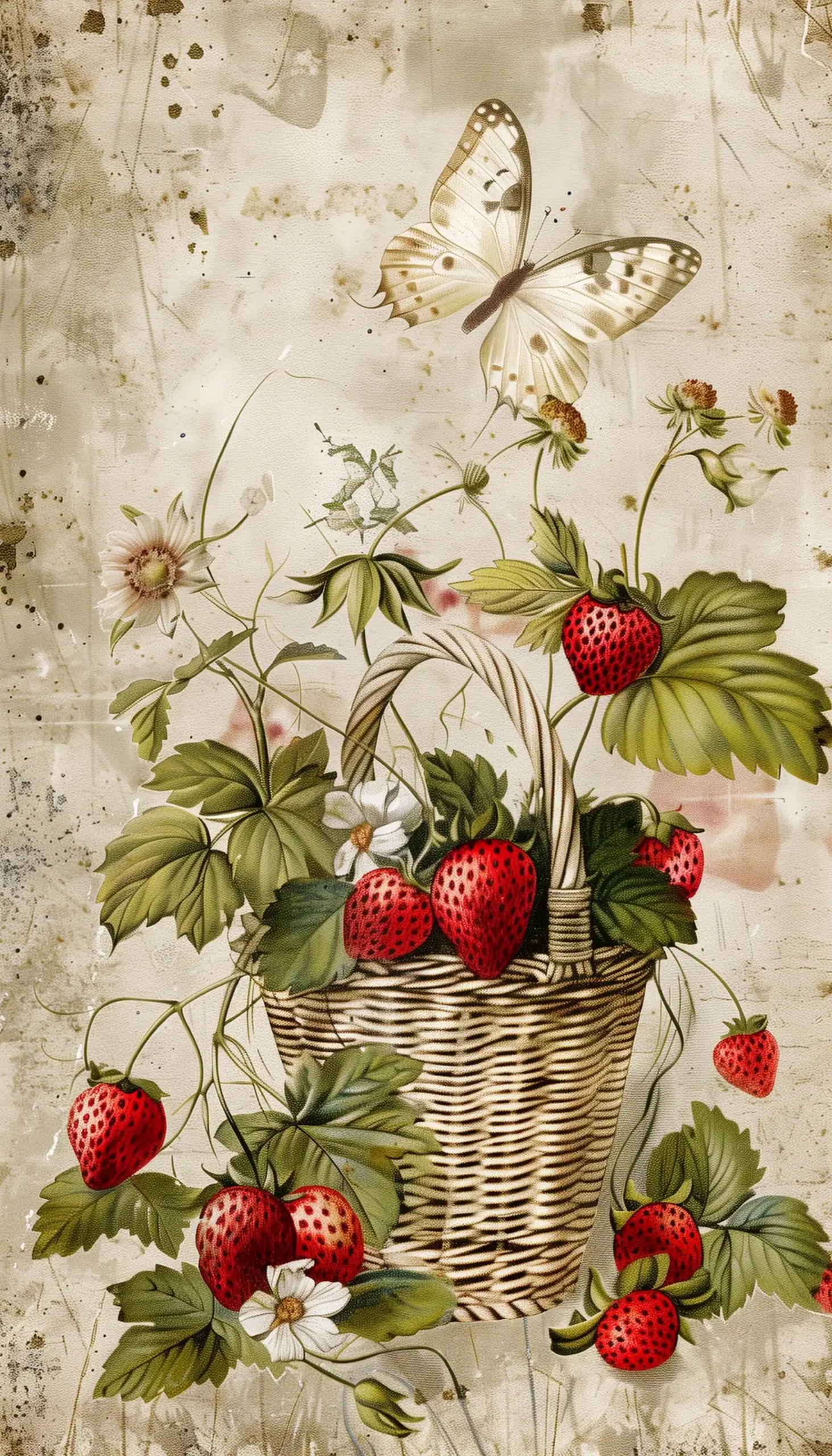 Vintage Strawberry Basket Clipart