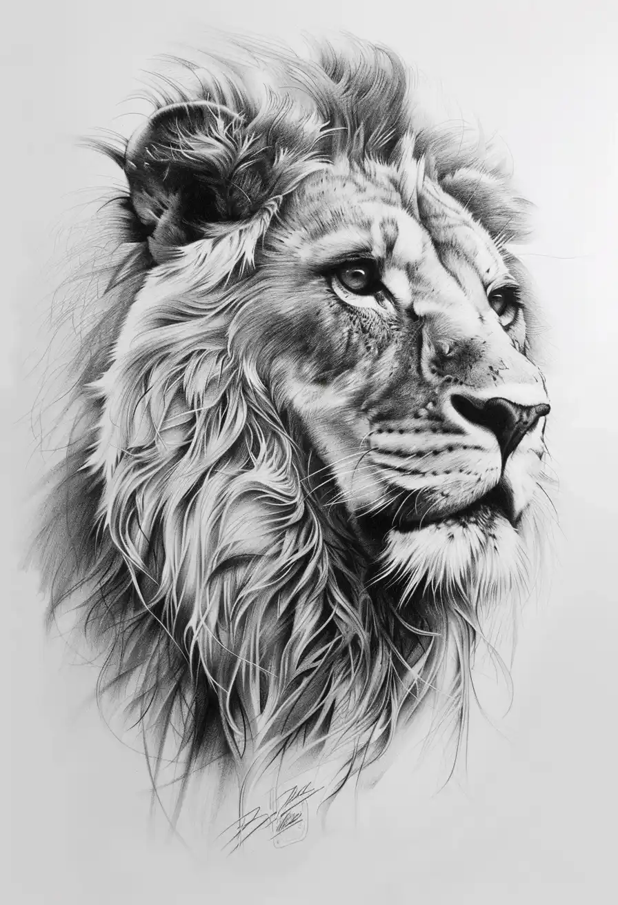Realistic Lion Tattoo Portrait