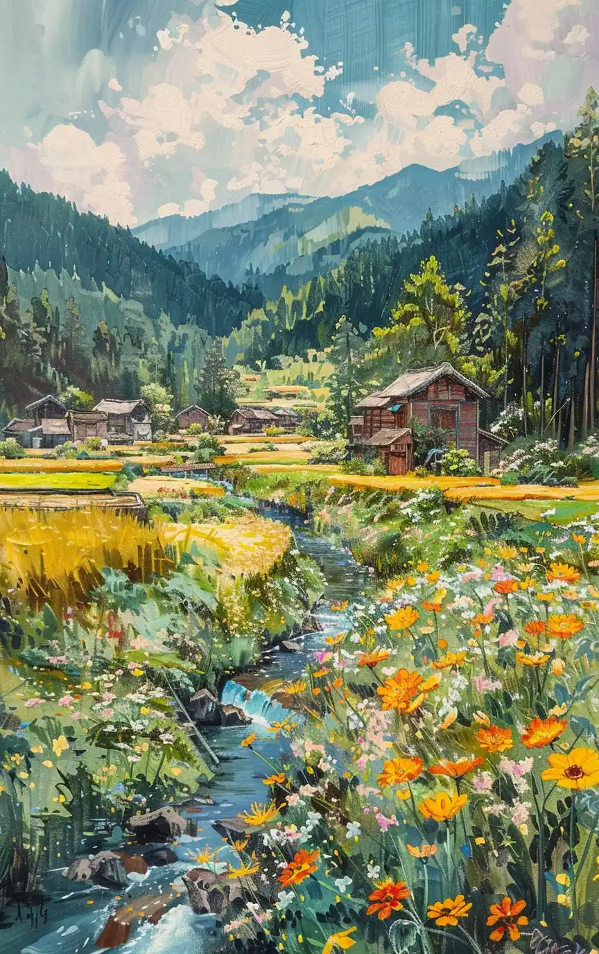 Japanese Valley Impressionistic Cosmos