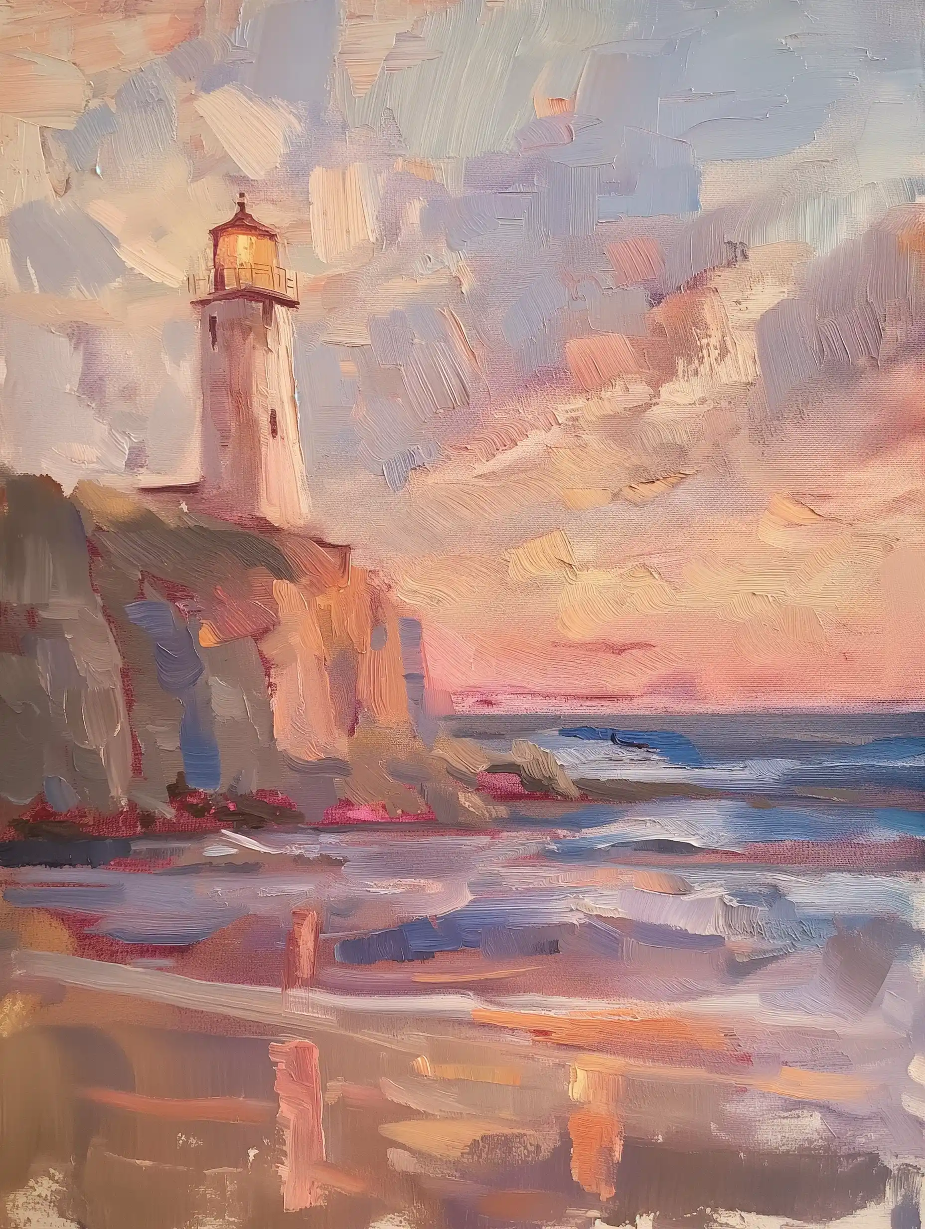 Lighthouse Sunset Oil