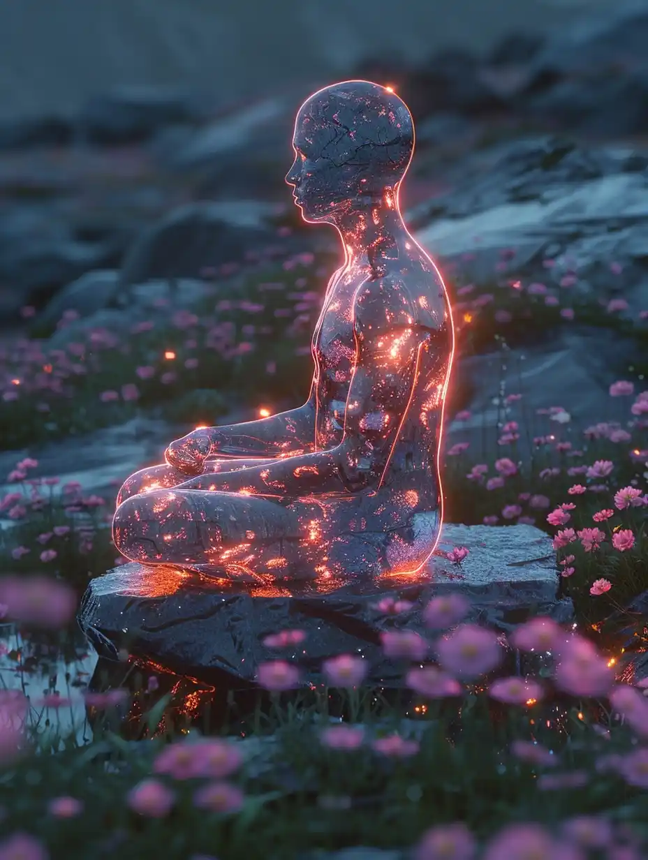Crystal Seated Figure in Neon