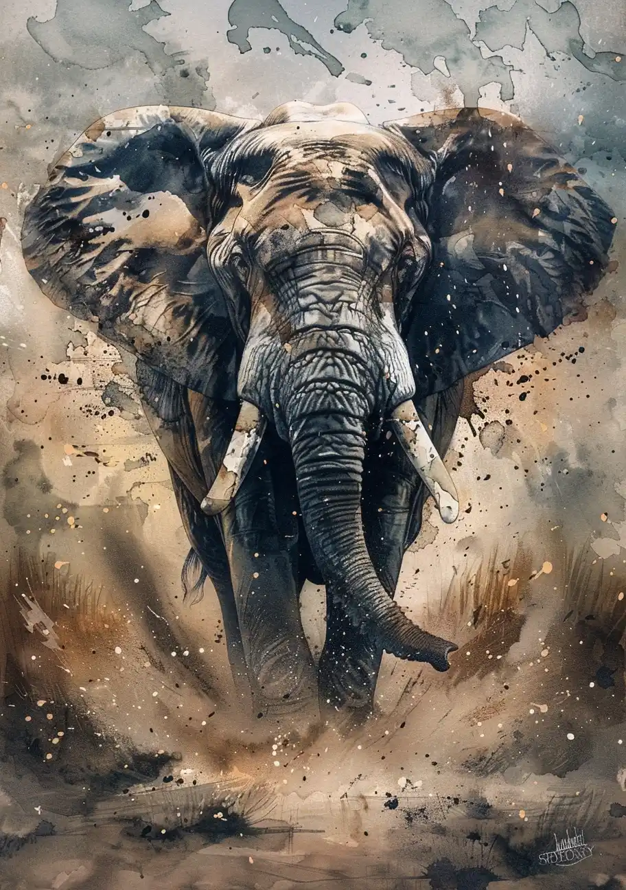 Watercolor Elephant Safari