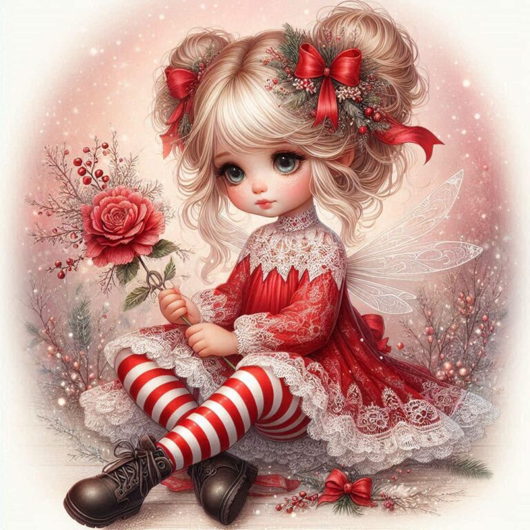 Beautiful Detailed Christmas Girl Illustration