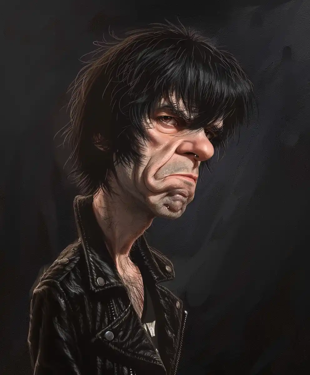 Caricatured Richie Ramone Realistic Humor