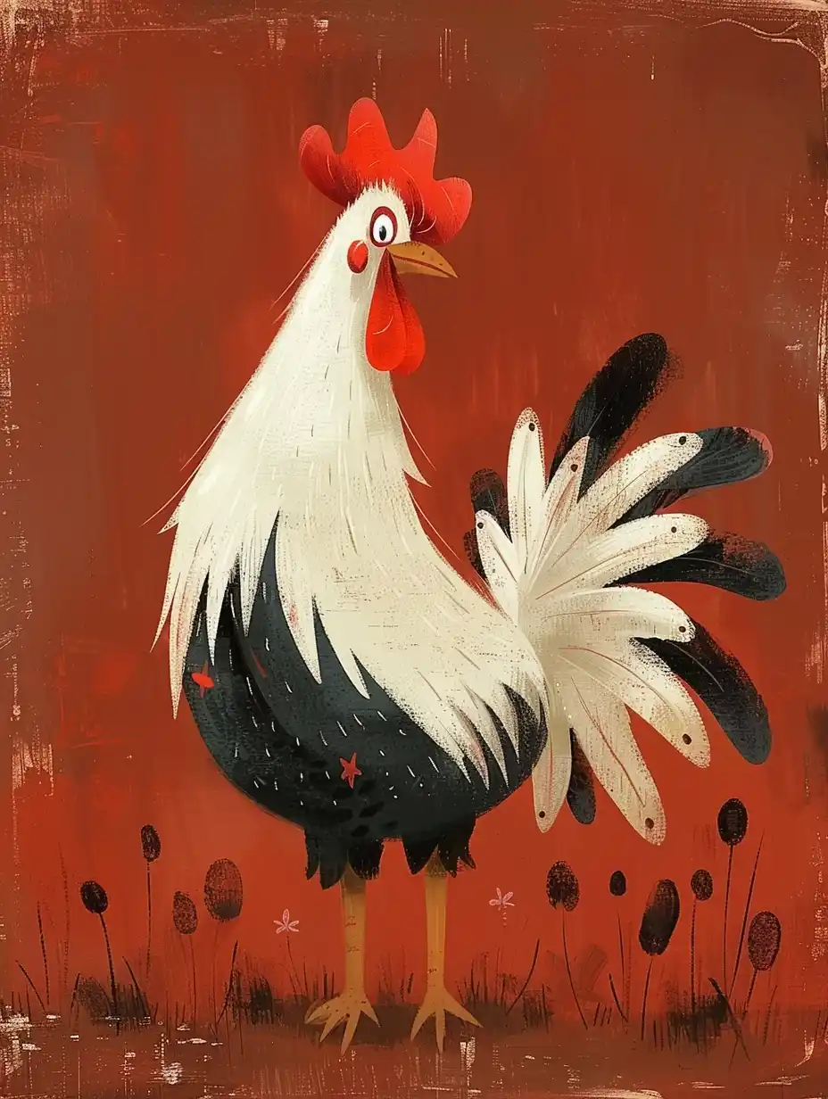 Minimal Rooster on Maroon