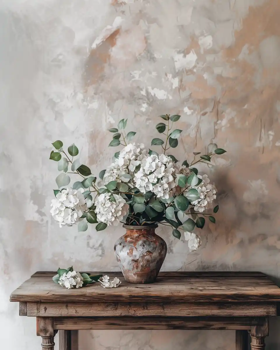 Terracotta Hydrangeas in Vintage Style