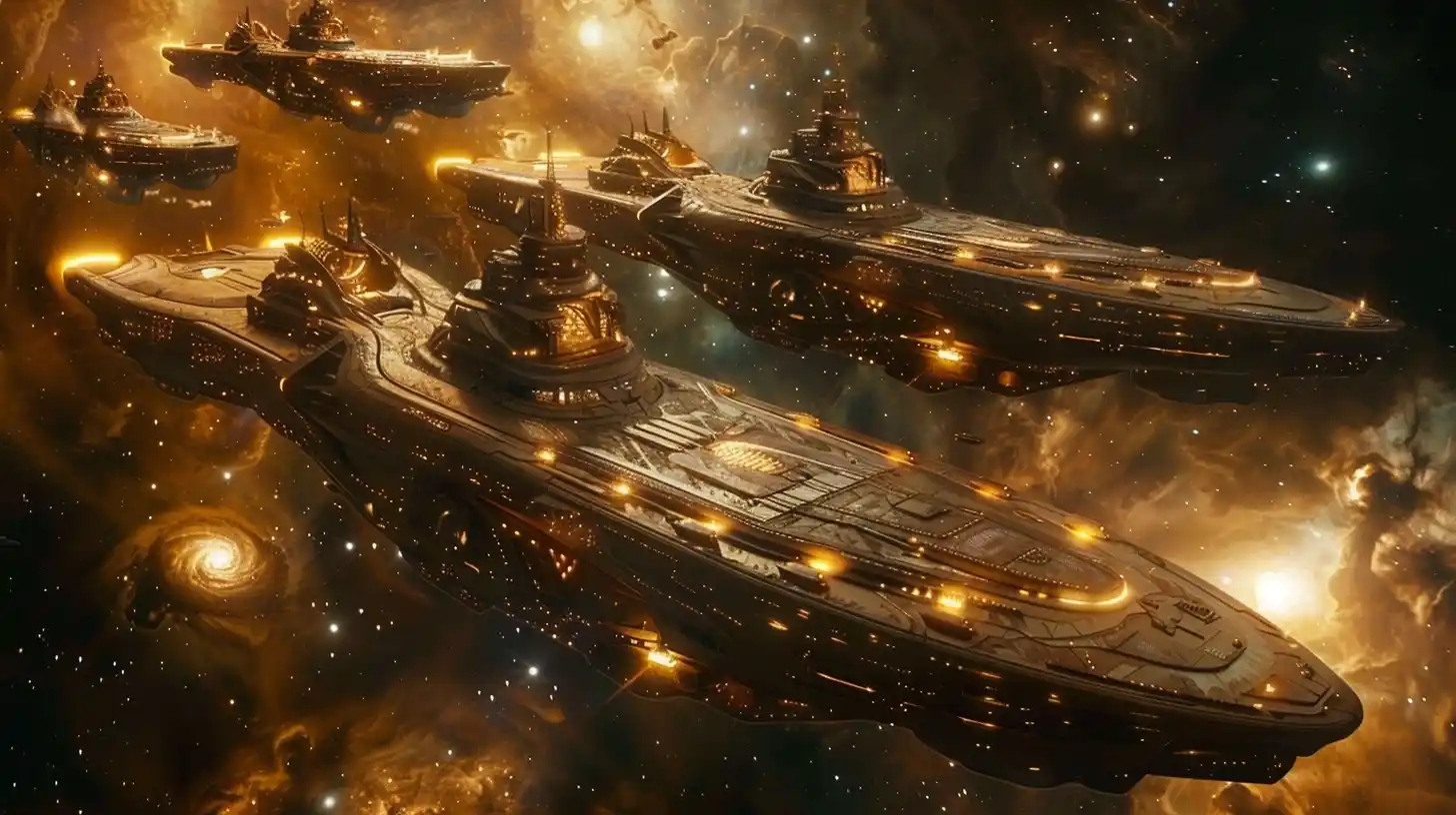Sleek Starship Fleet in Space
