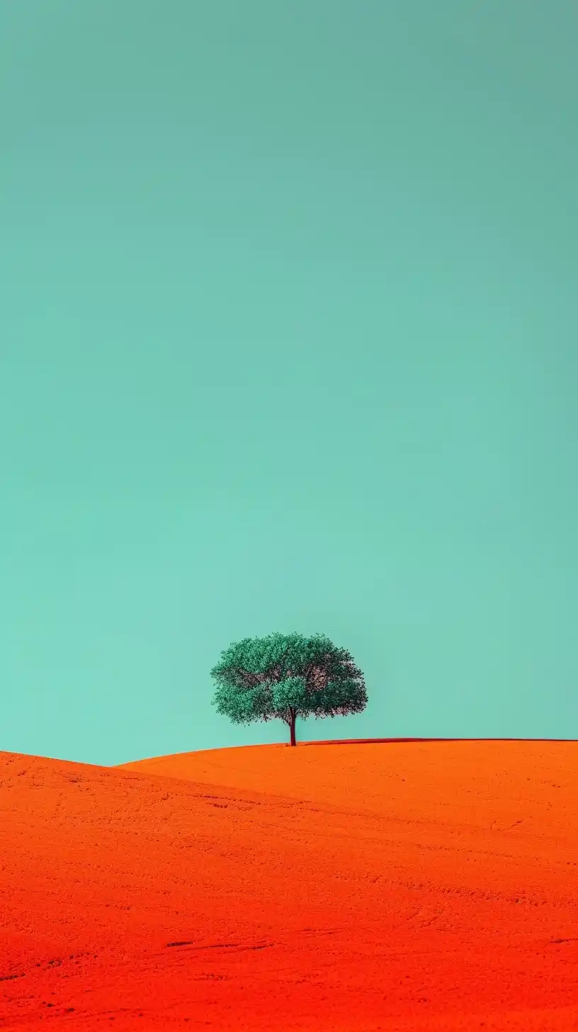Minimalist Landscape in Red